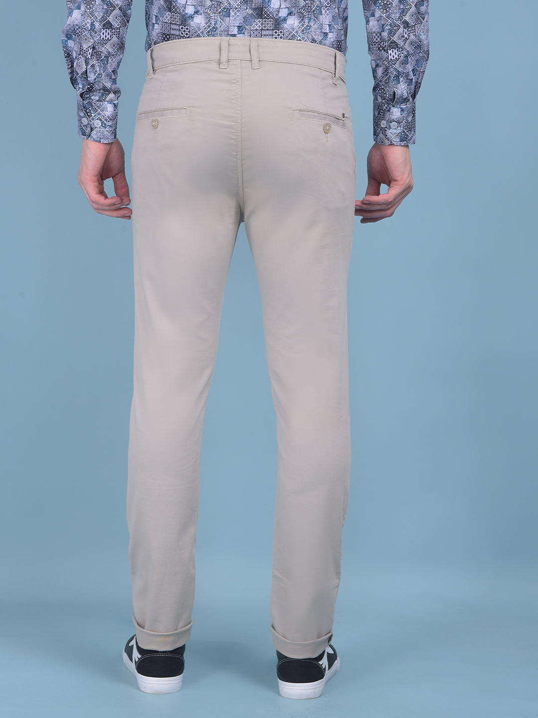 Beige Stretchable Trousers-Men Trousers-Crimsoune Club