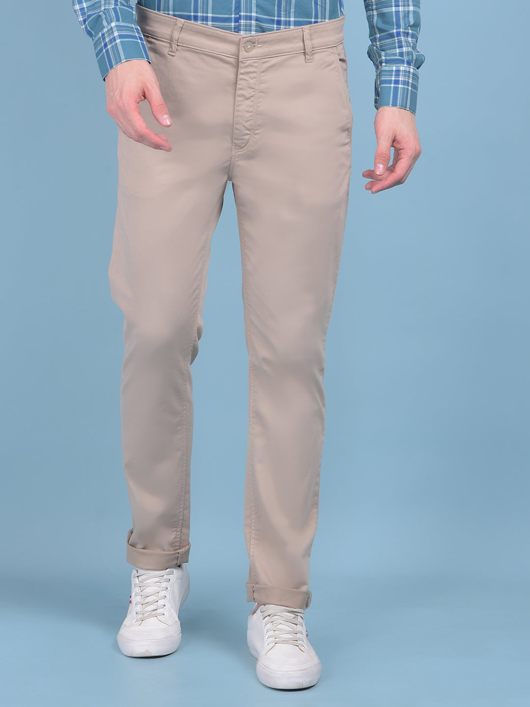 Khaki Stretchable Trousers-Men Trousers-Crimsoune Club