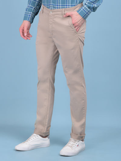 Khaki Stretchable Trousers-Men Trousers-Crimsoune Club