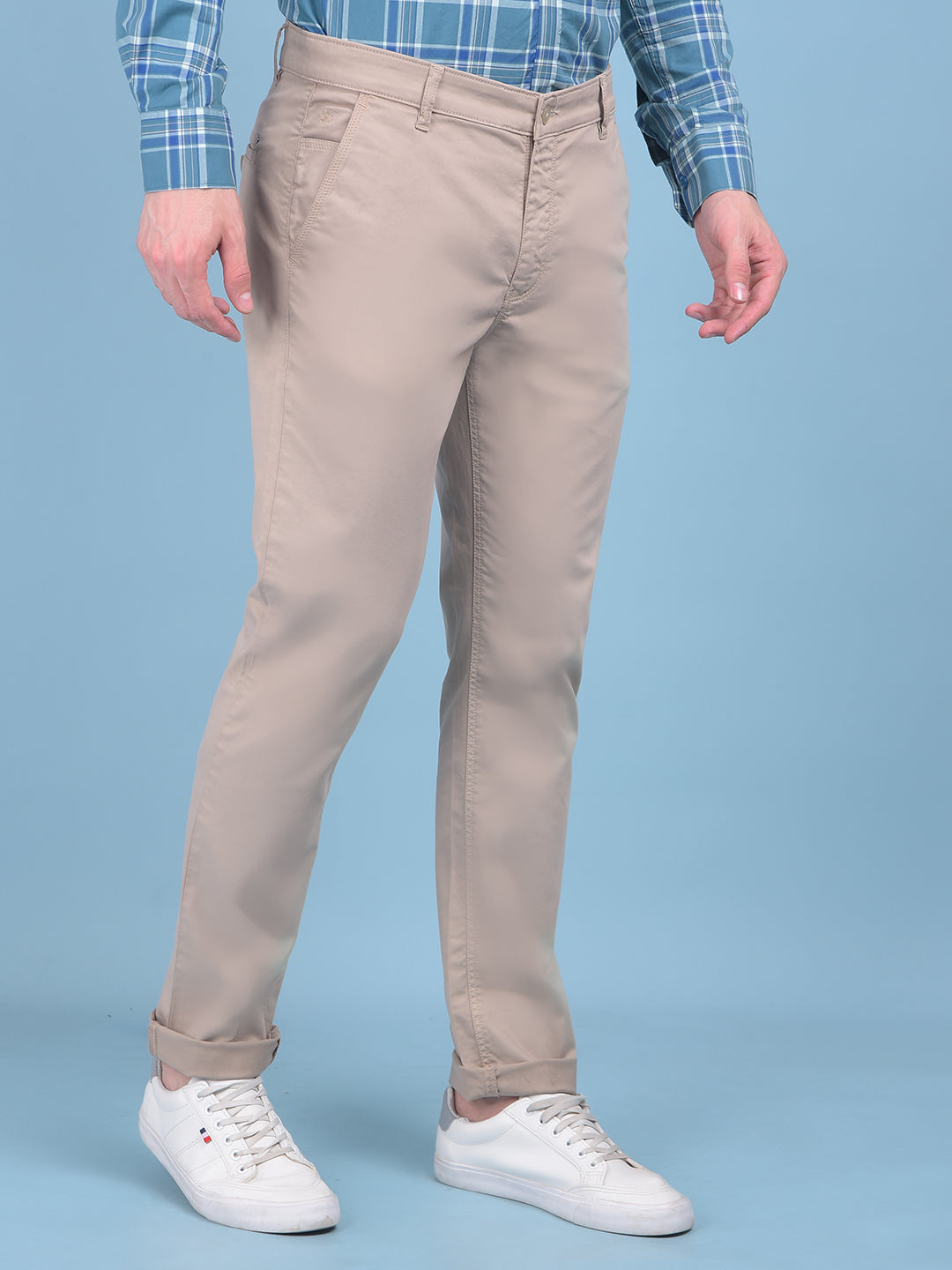 Khaki Stretchable Trousers-Men Trousers-Crimsoune Club