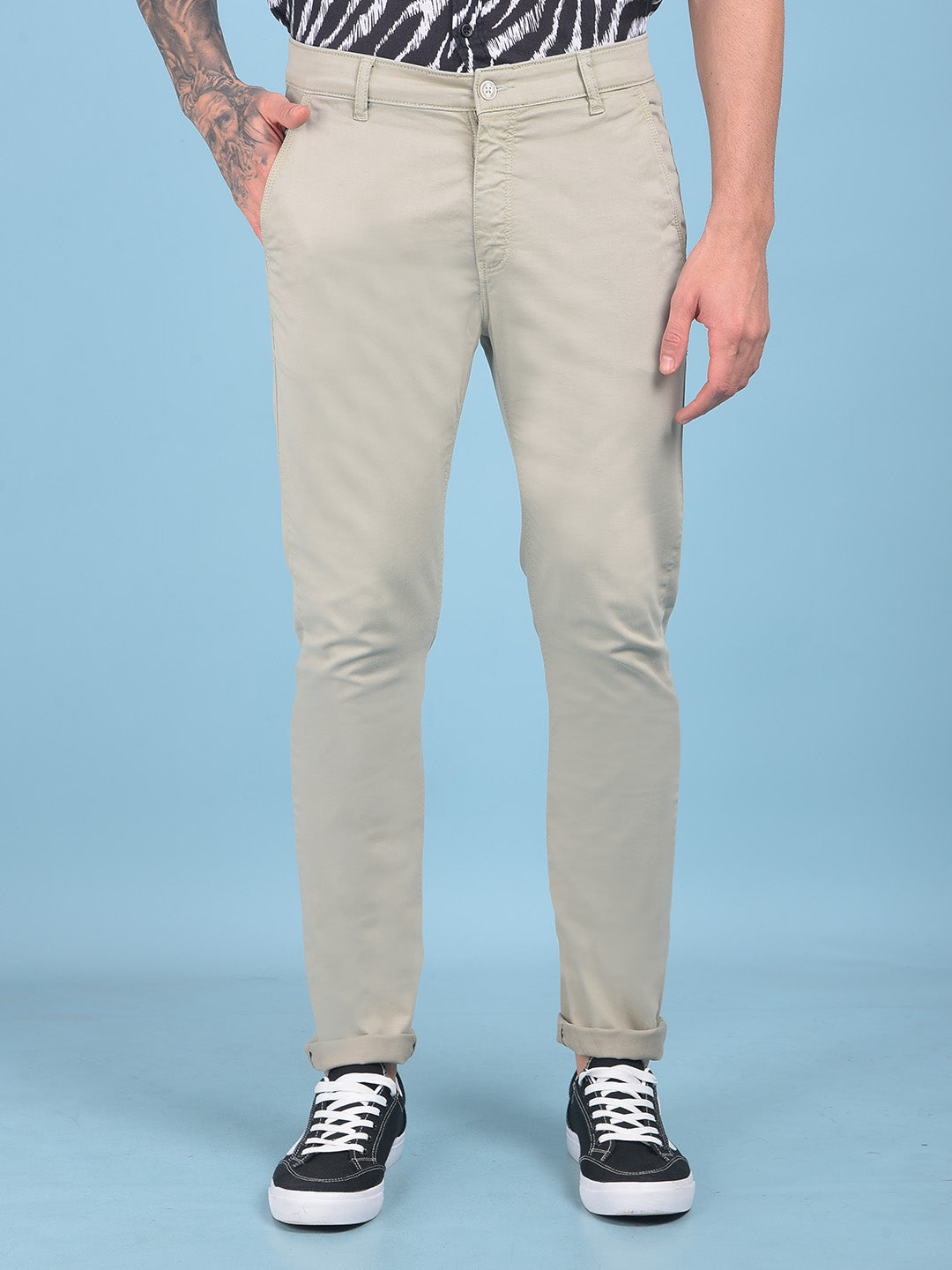 Green Stretchable Trousers-Men Trousers-Crimsoune Club