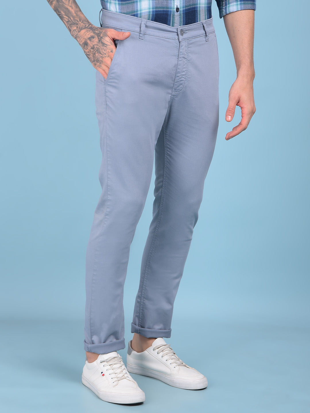 Blue Stretchable Trousers-Men Trousers-Crimsoune Club