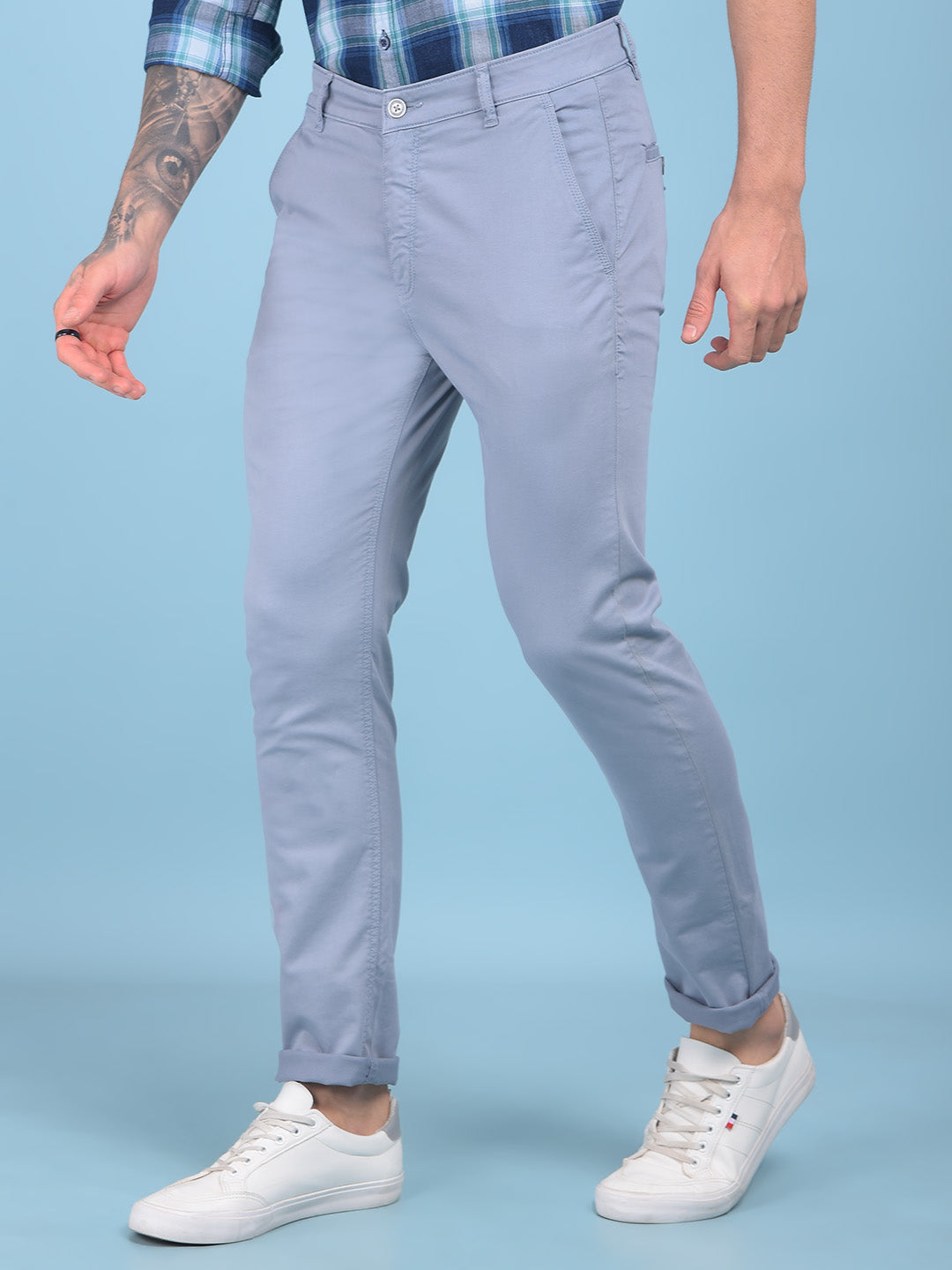 Blue Stretchable Trousers-Men Trousers-Crimsoune Club