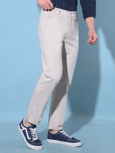 Beige Cotton Trousers-Men Trousers-Crimsoune Club