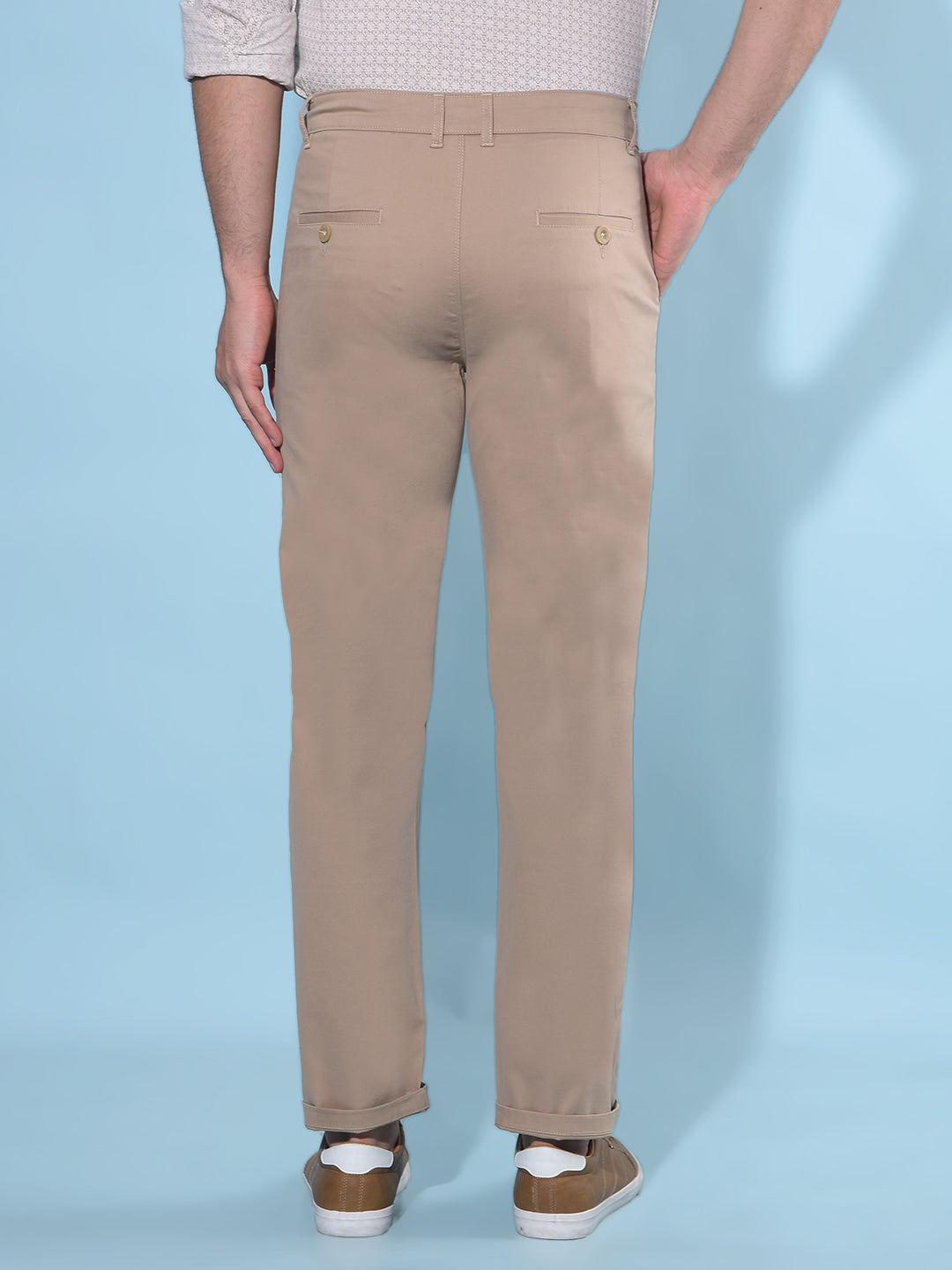 Brown Straight Stretchable Trousers-Men Trousers-Crimsoune Club