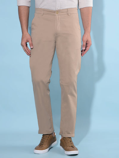 Brown Straight Stretchable Trousers-Men Trousers-Crimsoune Club