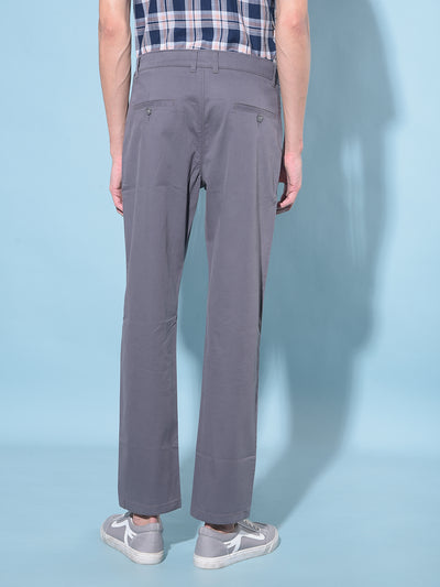 Grey Straight Stretchable Trousers-Men Trousers-Crimsoune Club