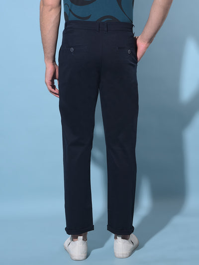 Navy Blue Straight Chinos Trousers-Men Trousers-Crimsoune Club