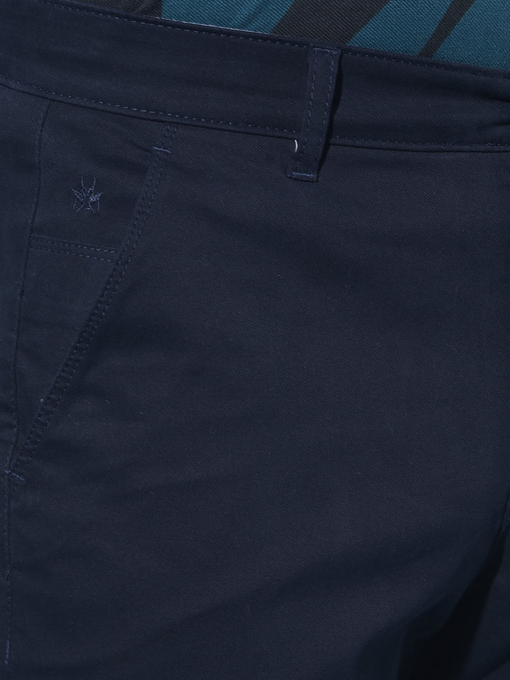 Navy Blue Straight Chinos Trousers-Men Trousers-Crimsoune Club