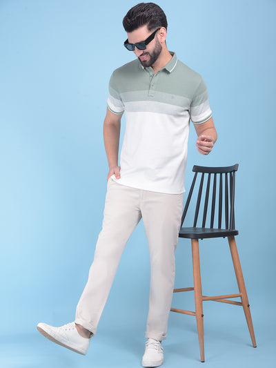 Beige Stretchable Cotton Trousers-Men Trousers-Crimsoune Club