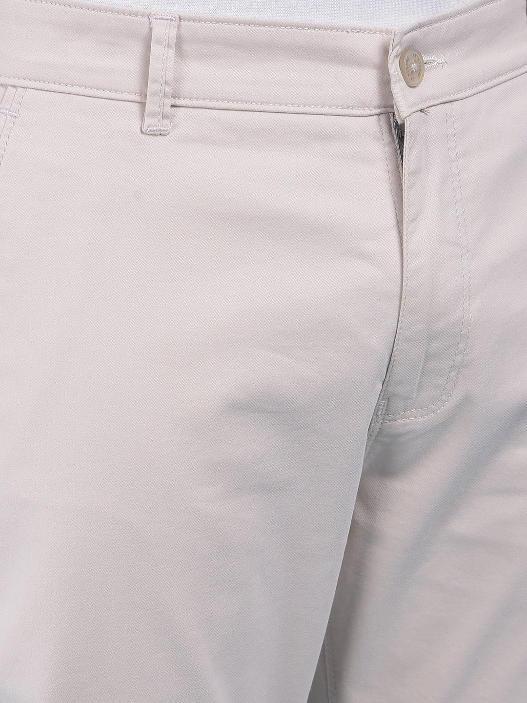 Beige Stretchable Cotton Trousers-Men Trousers-Crimsoune Club