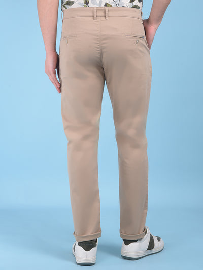 Khaki Stretchable Cotton Trousers-Men Trousers-Crimsoune Club