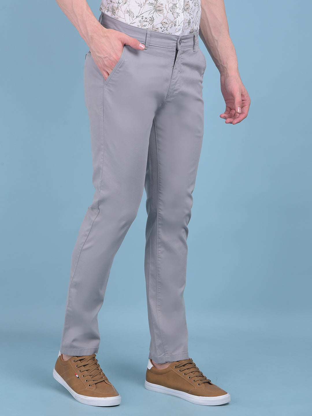 Grey Stretchable Trousers-Men Trousers-Crimsoune Club