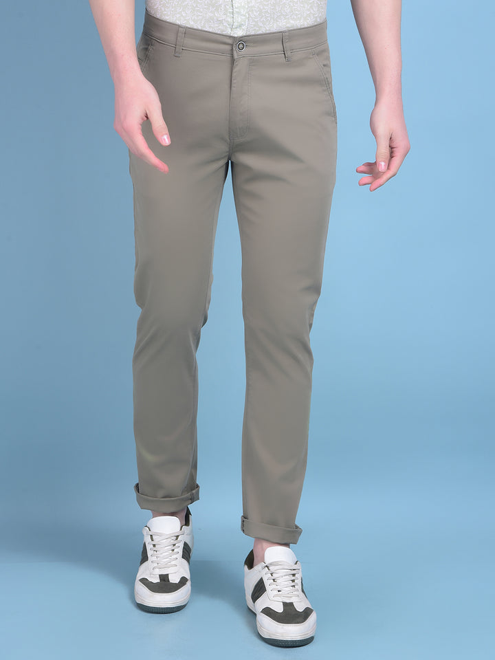 Olive Stretchable Cotton Trousers-Men Trousers-Crimsoune Club