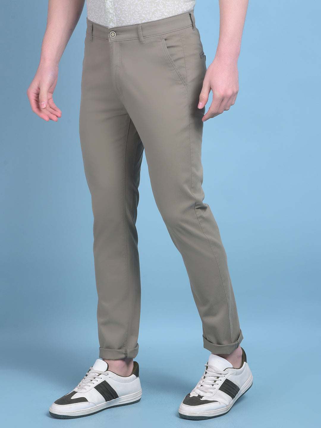 Olive Stretchable Cotton Trousers-Men Trousers-Crimsoune Club