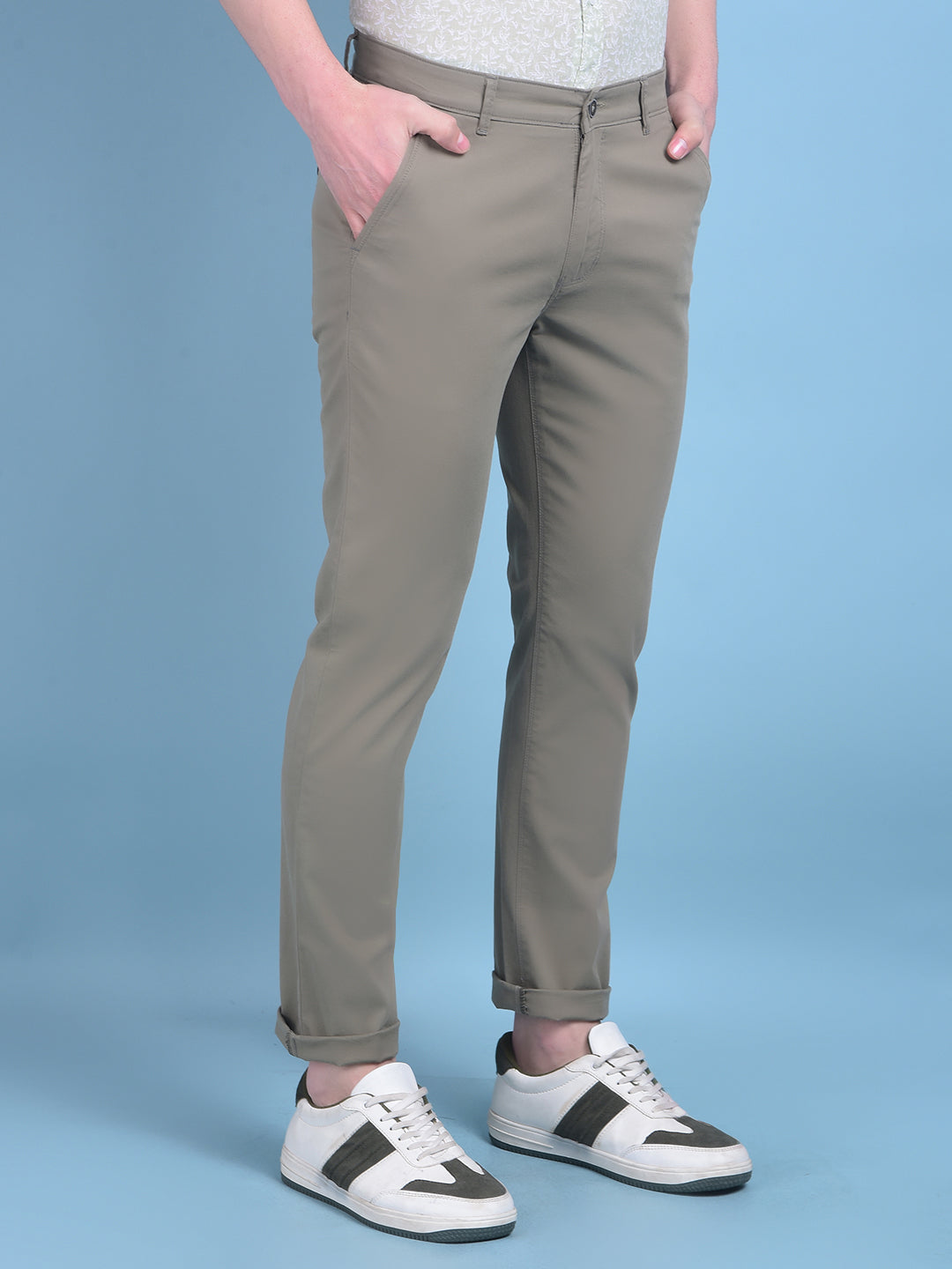 Olive Stretchable Cotton Trousers-Men Trousers-Crimsoune Club
