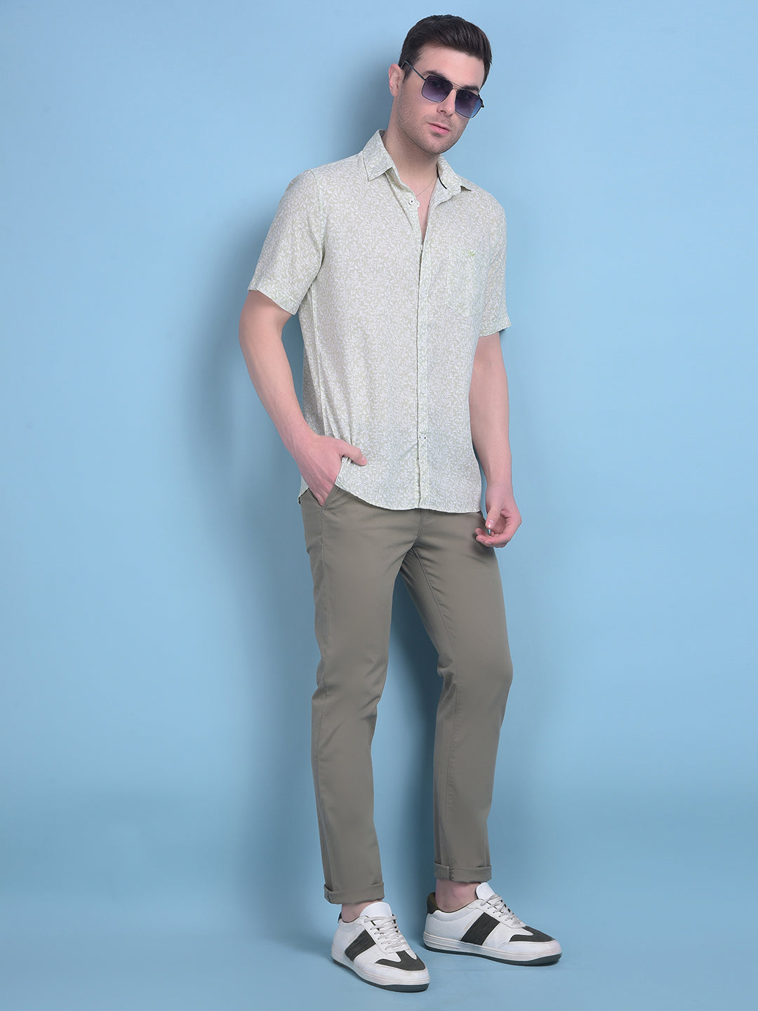 Olive Stretchable Cotton Trousers-Men Trousers-Crimsoune Club
