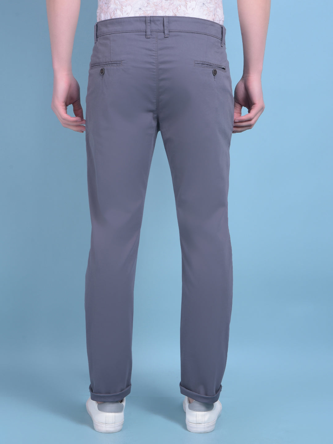 Grey Stretchable Cotton Trousers-Men Trousers-Crimsoune Club