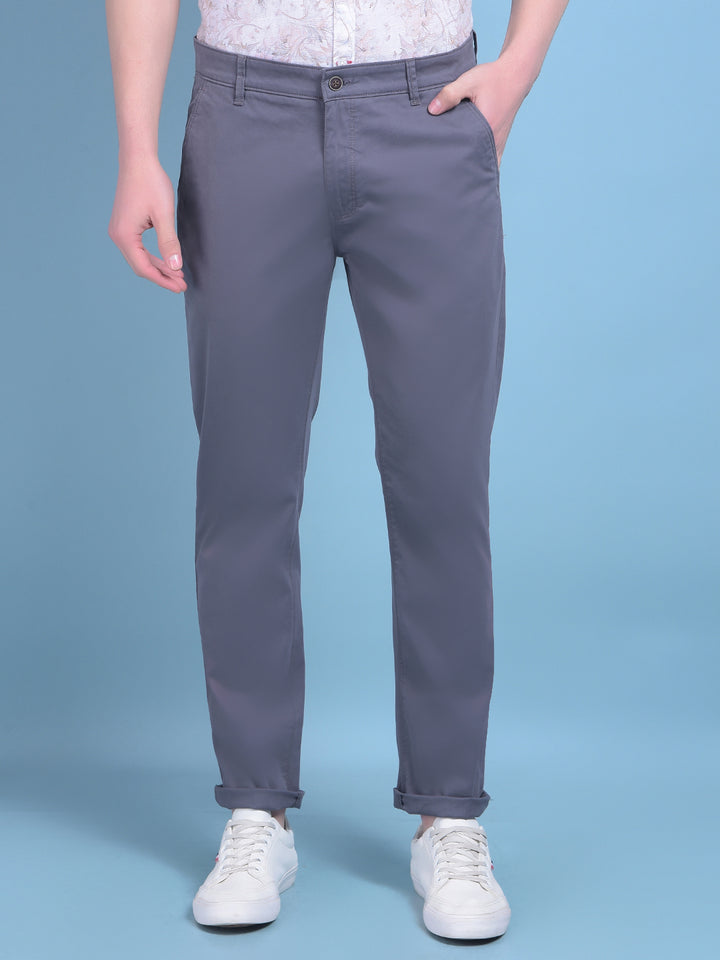 Grey Stretchable Cotton Trousers-Men Trousers-Crimsoune Club