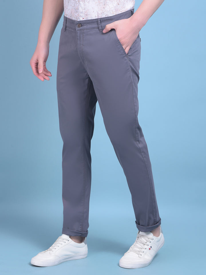 Grey Stretchable Cotton Trousers-Men Trousers-Crimsoune Club