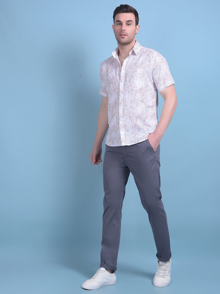 Grey Stretchable Cotton Trousers-Men Trousers-Crimsoune Club