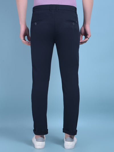 Navy Blue Stretchable Cotton Trousers-Men Trousers-Crimsoune Club