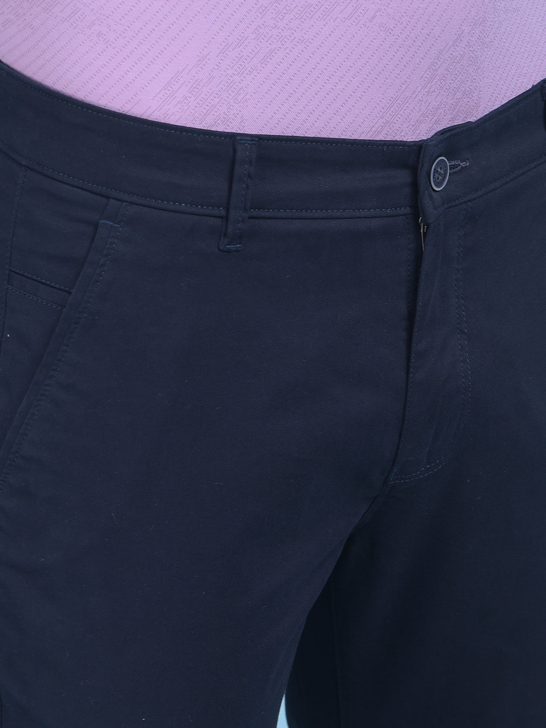 Navy Blue Stretchable Cotton Trousers-Men Trousers-Crimsoune Club