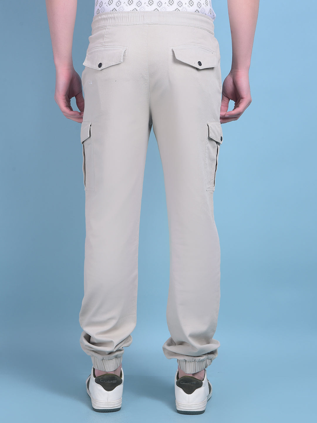 Beige Stretchable Trousers-Men Trousers-Crimsoune Club