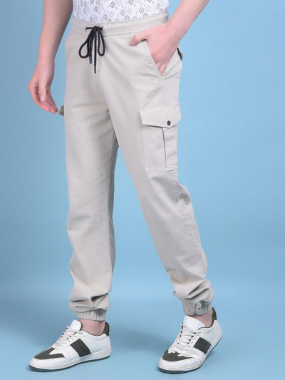 Beige Stretchable Trousers-Men Trousers-Crimsoune Club