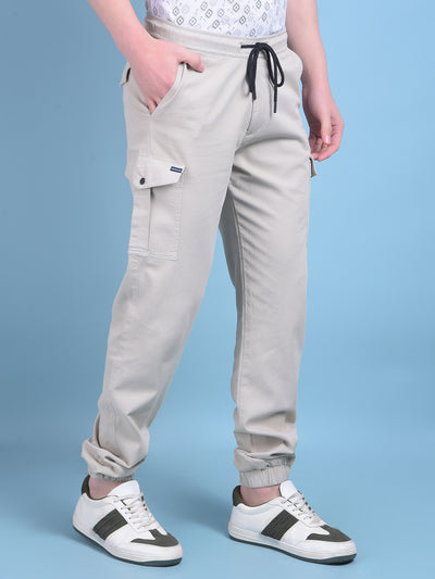 Beige Stretchable Trousers-Men Trousers-Crimsoune Club