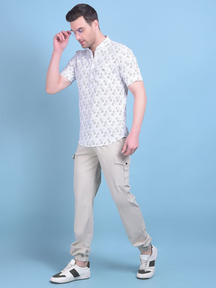 Beige Stretchable Trousers-Men Trousers-Crimsoune Club
