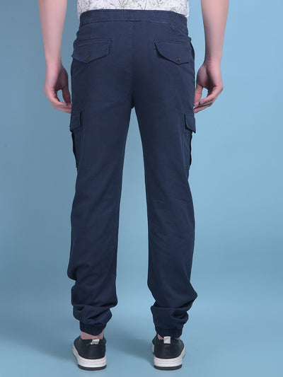 Navy Blue Stretchable Trousers-Men Trousers-Crimsoune Club