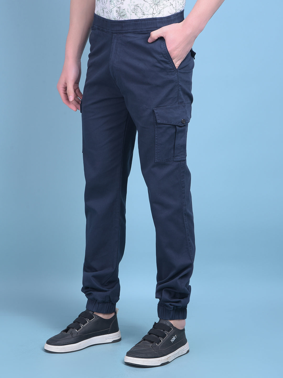 Navy Blue Stretchable Trousers-Men Trousers-Crimsoune Club