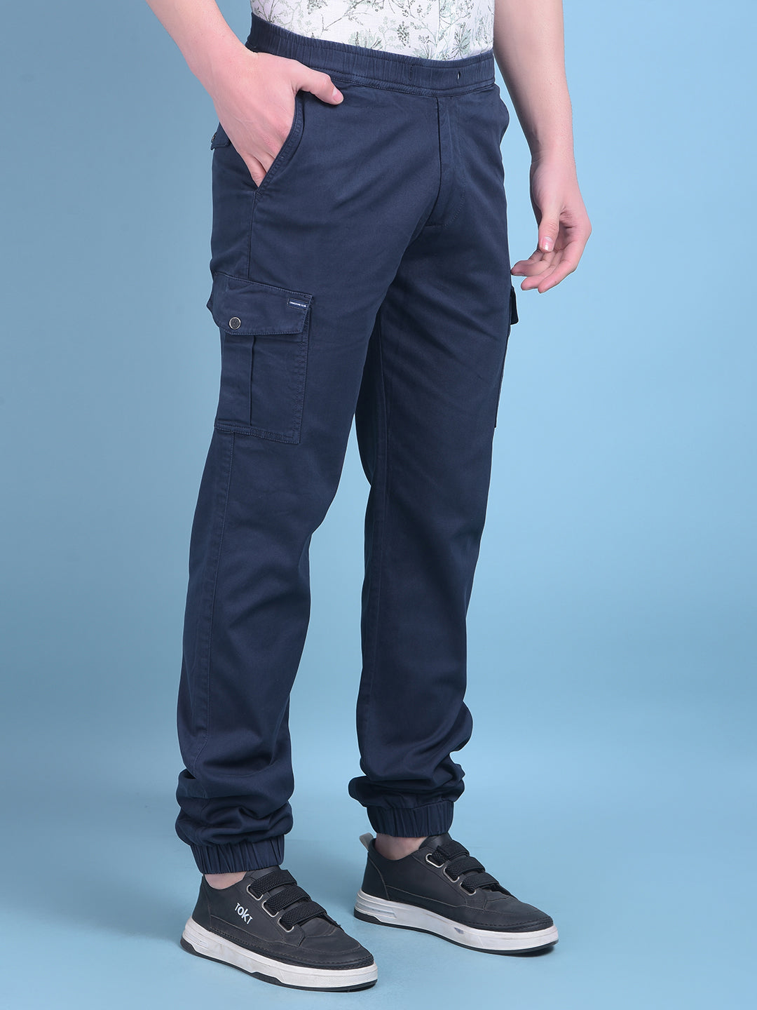 Navy Blue Stretchable Trousers-Men Trousers-Crimsoune Club