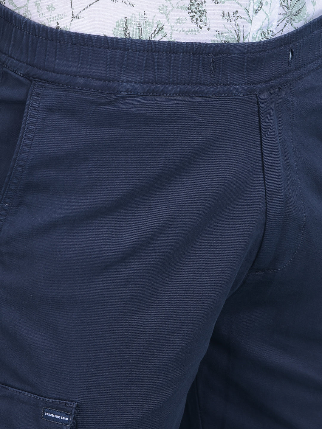 Navy Blue Stretchable Trousers-Men Trousers-Crimsoune Club