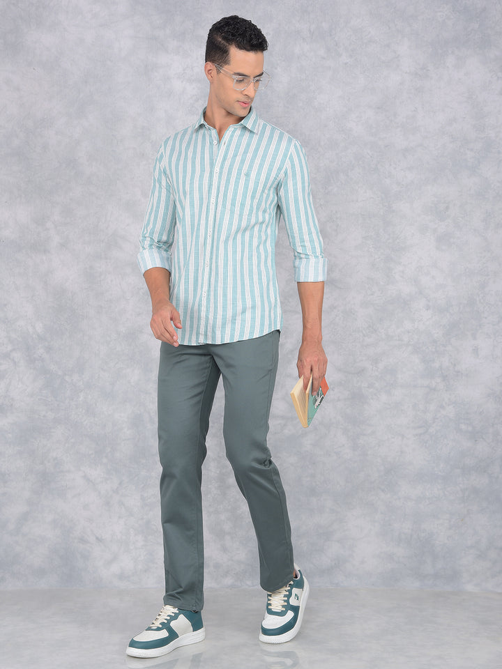 Green Straight Trousers-Men Trousers-Crimsoune Club