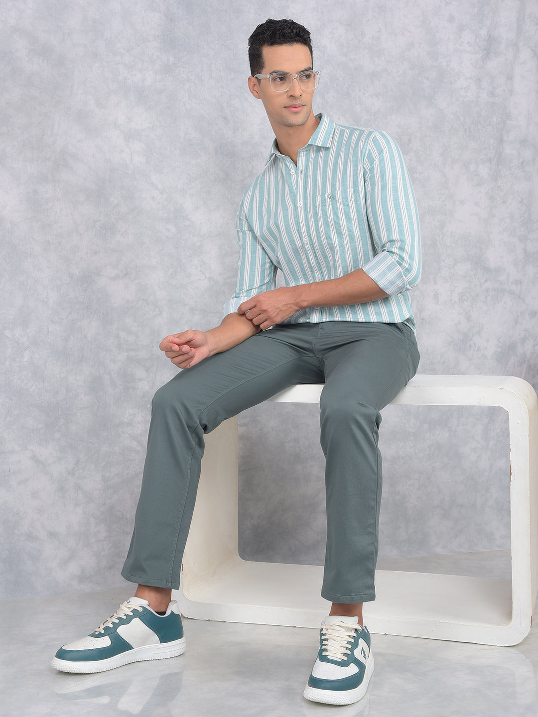 Green Straight Trousers-Men Trousers-Crimsoune Club