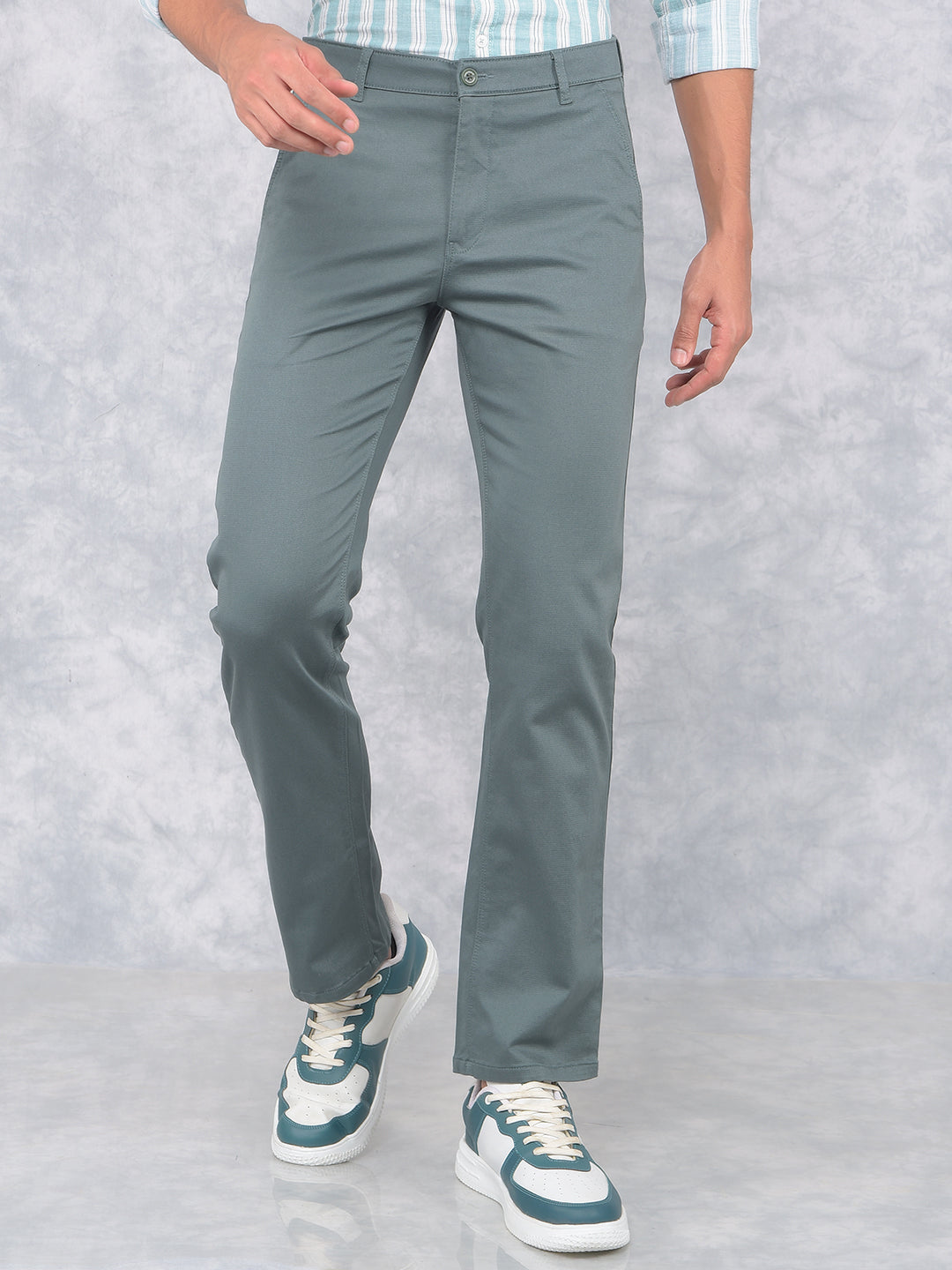 Green Straight Trousers-Men Trousers-Crimsoune Club
