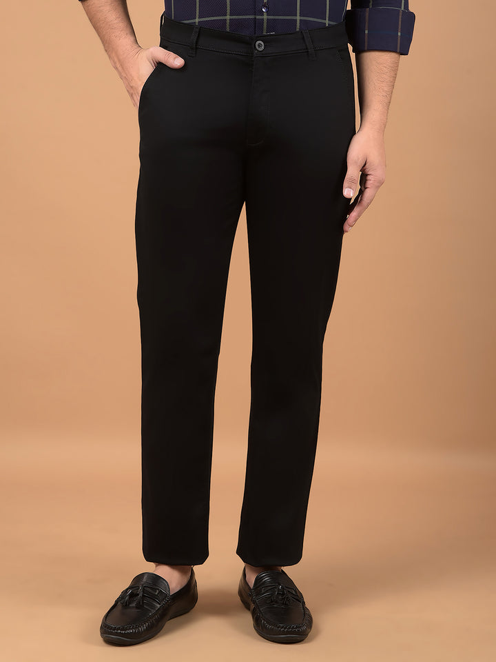 Black Straight Chinos-Men Trousers-Crimsoune Club