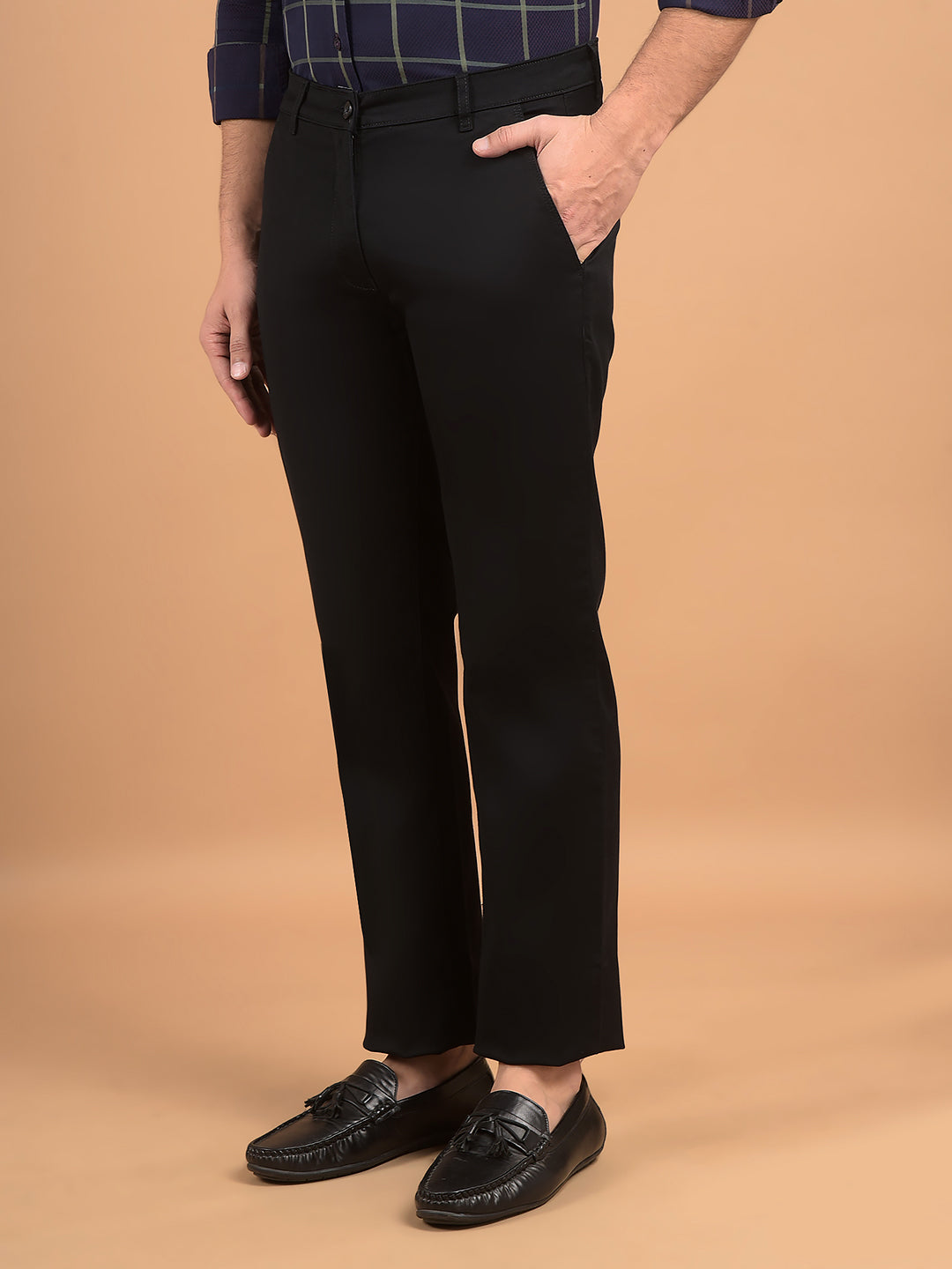 Black Straight Chinos-Men Trousers-Crimsoune Club