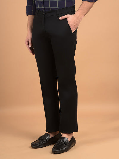 Black Straight Chinos-Men Trousers-Crimsoune Club