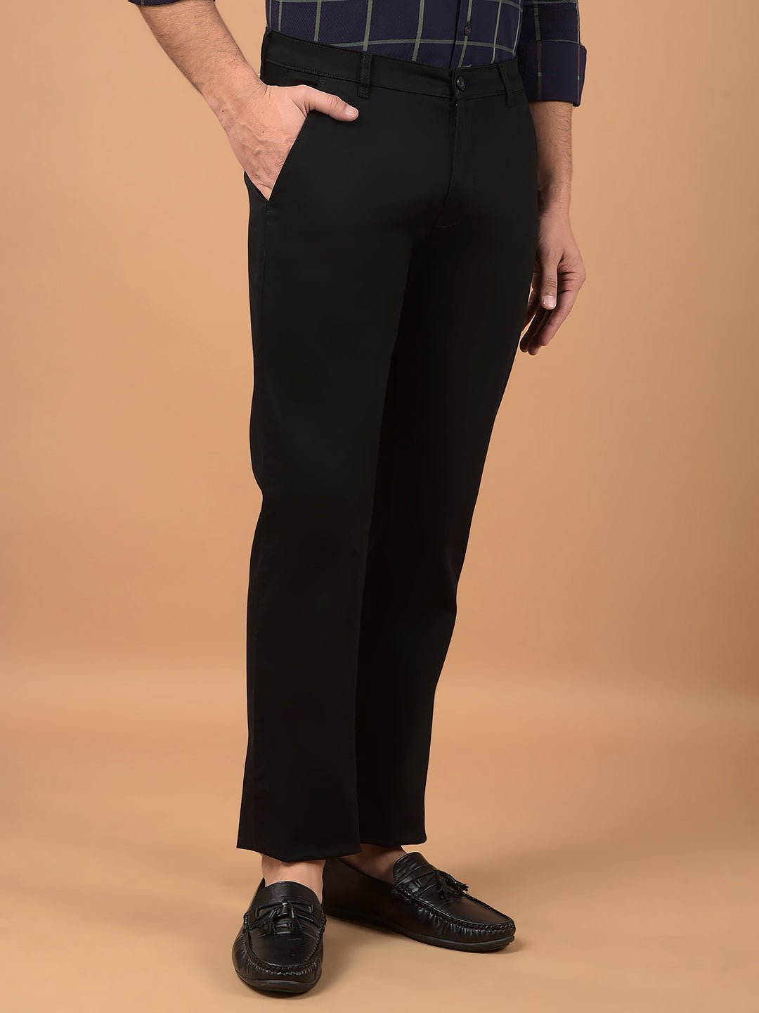 Black Straight Chinos-Men Trousers-Crimsoune Club
