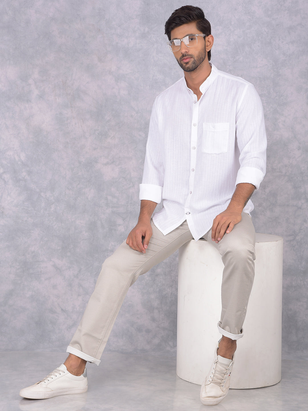 Cream Straight Trousers-Men Trousers-Crimsoune Club