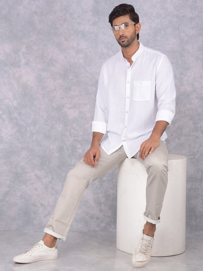 Cream Straight Trousers-Men Trousers-Crimsoune Club