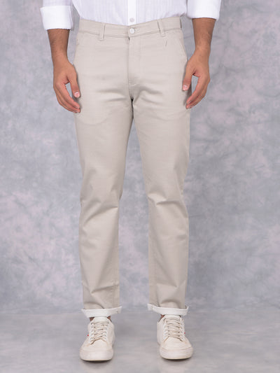 Cream Straight Trousers-Men Trousers-Crimsoune Club