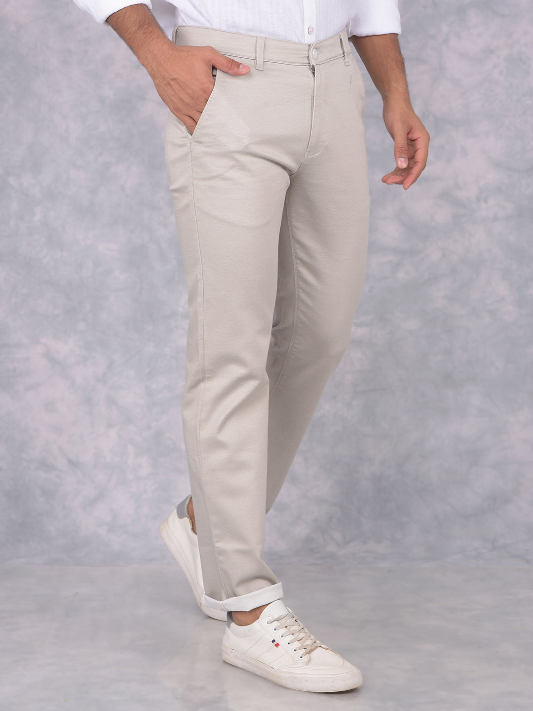 Cream Straight Trousers-Men Trousers-Crimsoune Club