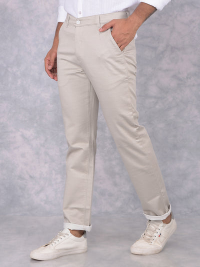 Cream Straight Trousers-Men Trousers-Crimsoune Club
