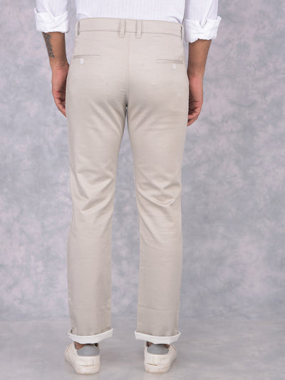 Cream Straight Trousers-Men Trousers-Crimsoune Club
