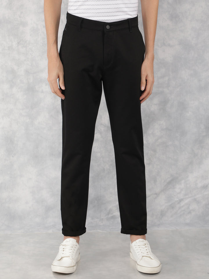 Black Dobby Trousers-Men Trousers-Crimsoune Club