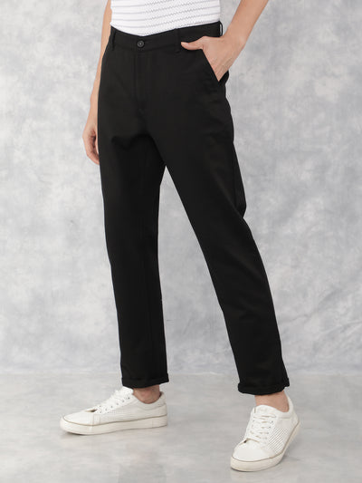 Black Dobby Trousers-Men Trousers-Crimsoune Club